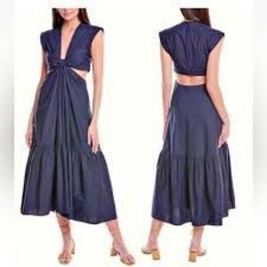 alc clara cutout ribbed dress A.L.C. Clara Cutout Ribbed Midi Dress In Green - 87% Off